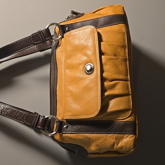 Sophia Visconti Yellow and Brown Shoulder Bag - Picture 2 of 10